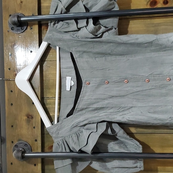 80s 90s VTG VINTAGE LONG DRESS W PUFF RUFFLE SLEEVES BUTTON DOWN STATEMENT RETRO - Picture 2 of 11